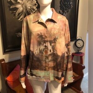 Tropical Print Buttonup Jacket By Tanjay - size medium